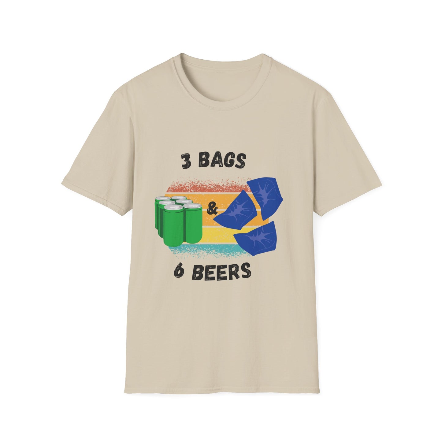 Funny unisex 3 bags 6 beers cornhole shirt