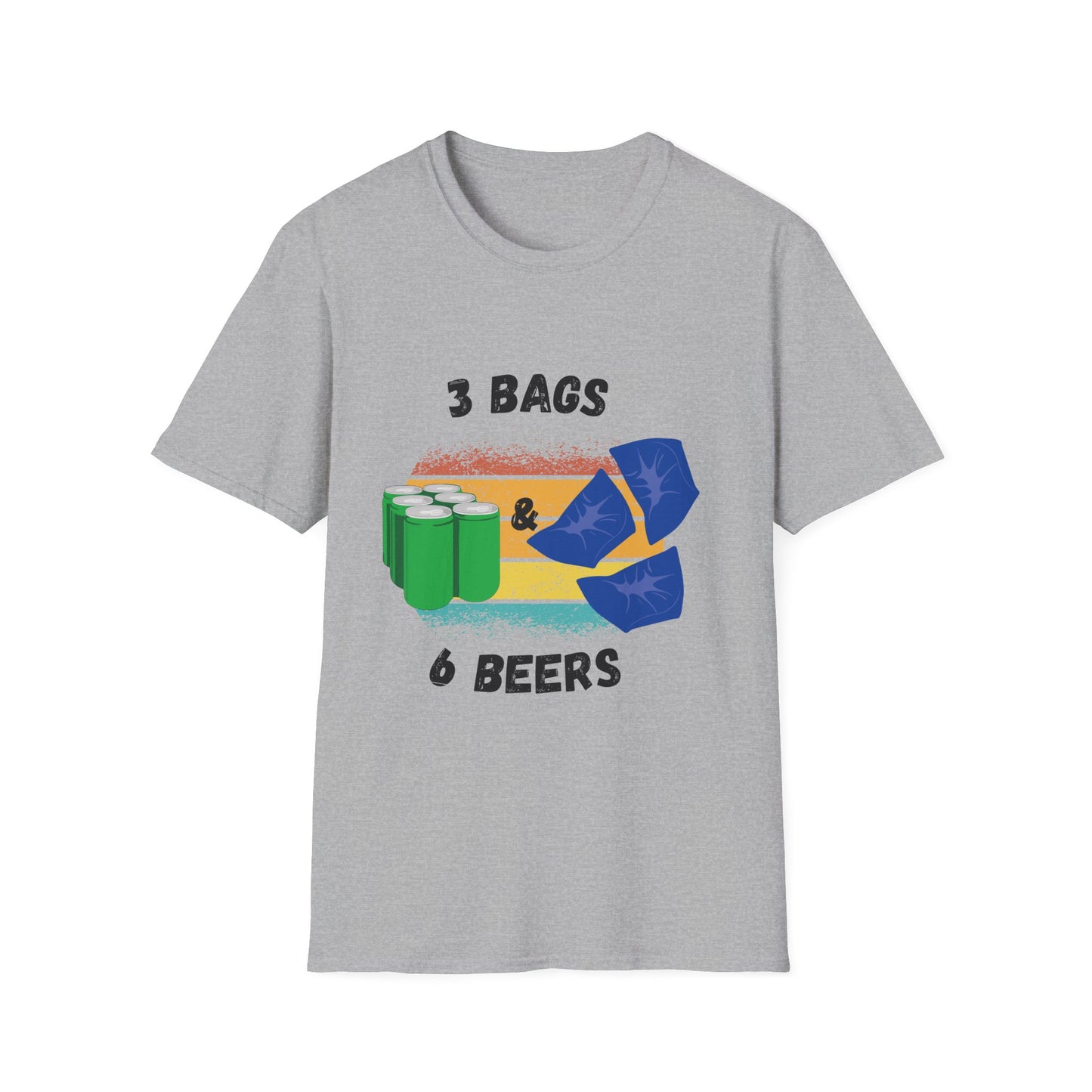 Funny unisex 3 bags 6 beers cornhole shirt