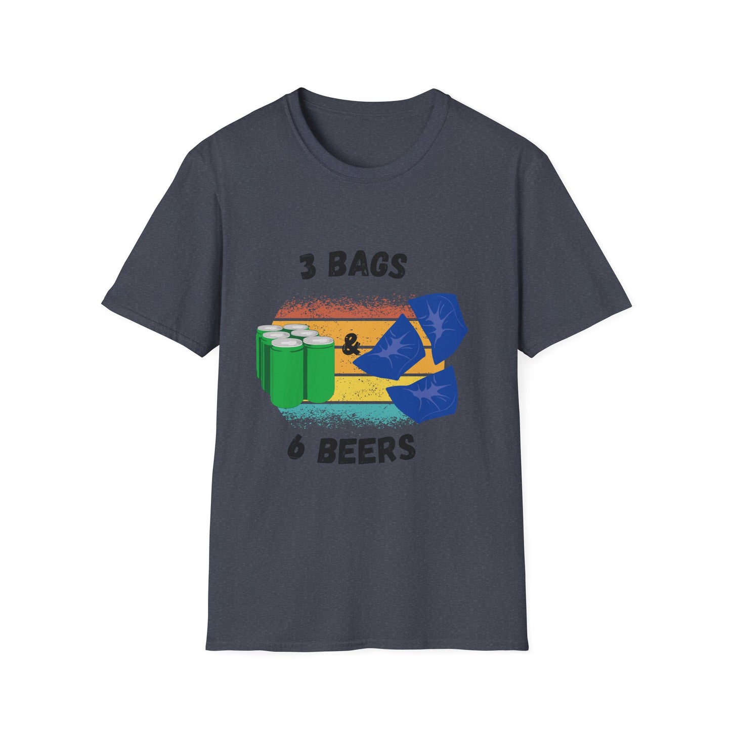 Funny unisex 3 bags 6 beers cornhole shirt