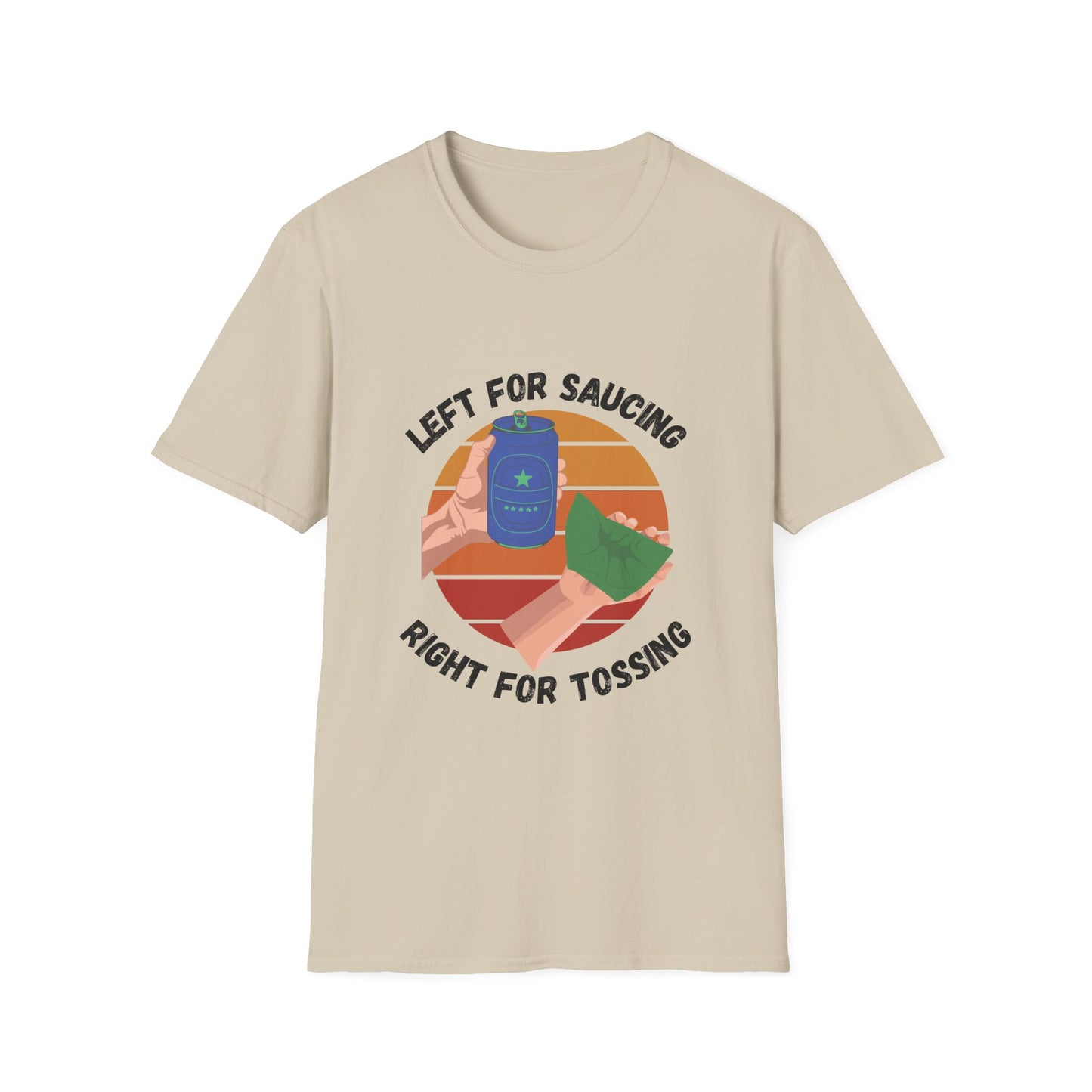 Funny left for saucing right for tossing Unisex Cornhole Shirt