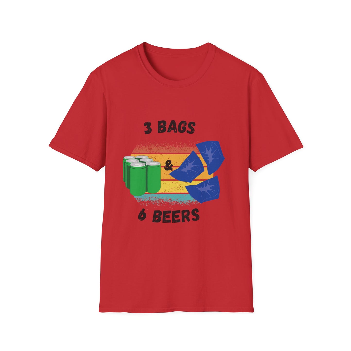 Funny unisex 3 bags 6 beers cornhole shirt