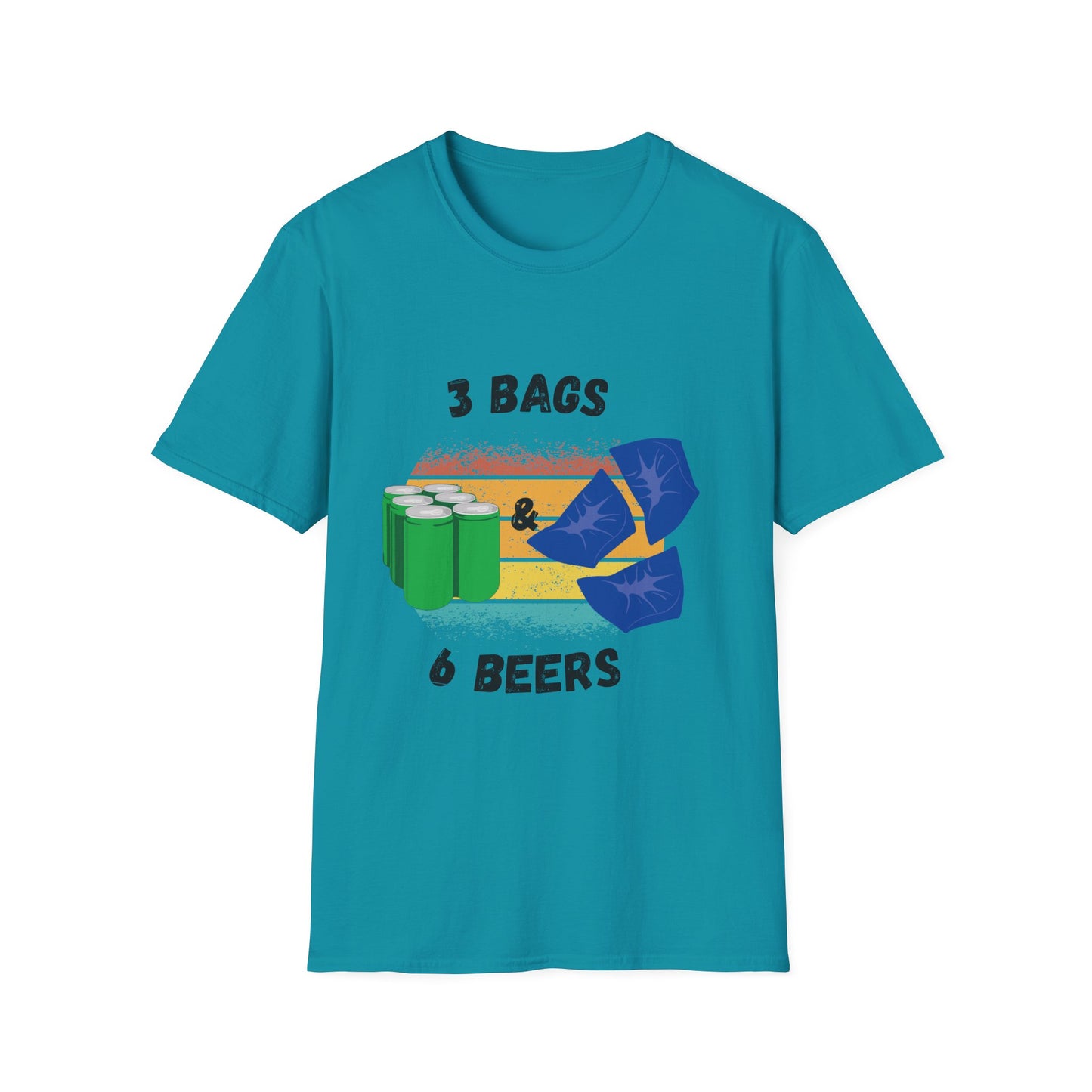 Funny unisex 3 bags 6 beers cornhole shirt