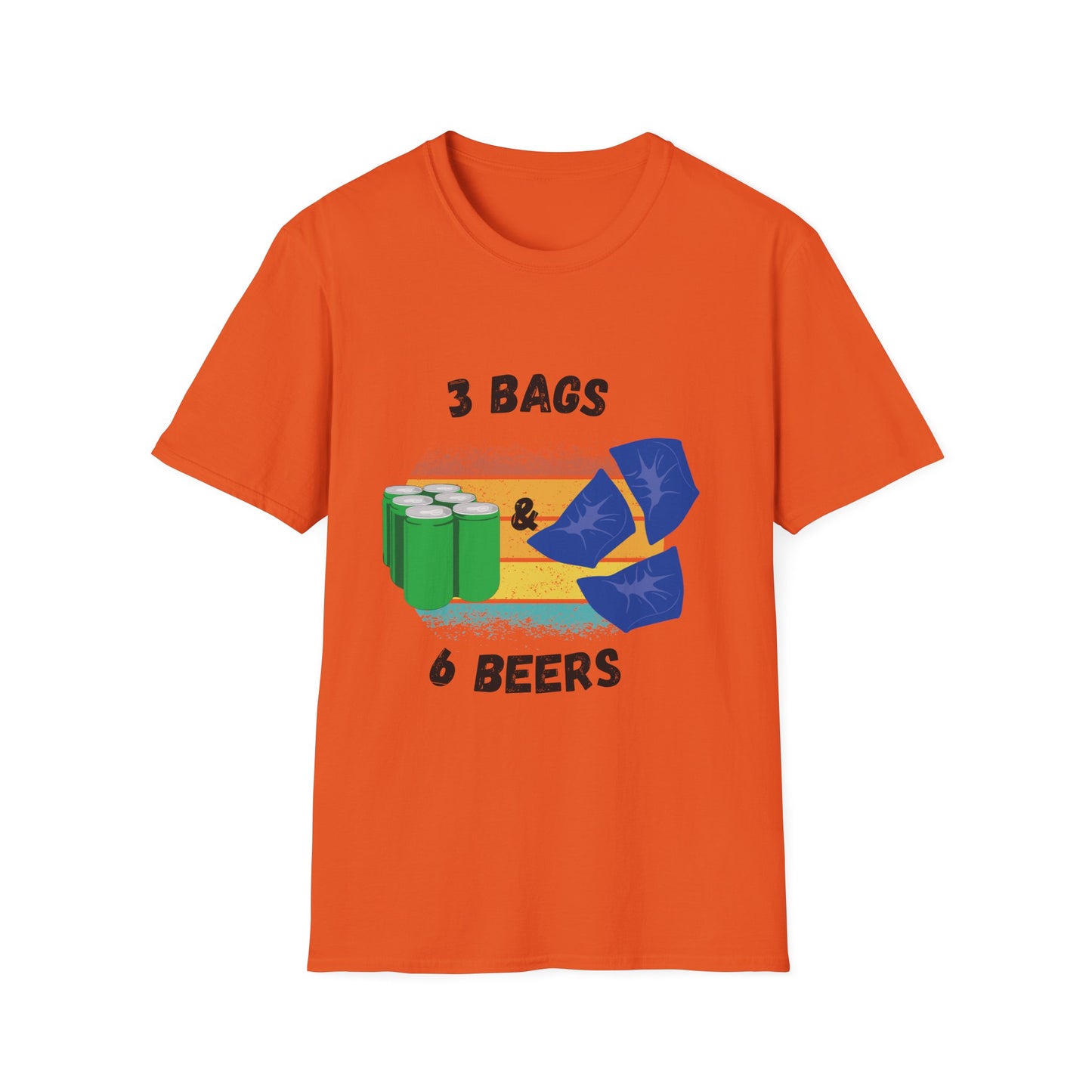 Funny unisex 3 bags 6 beers cornhole shirt