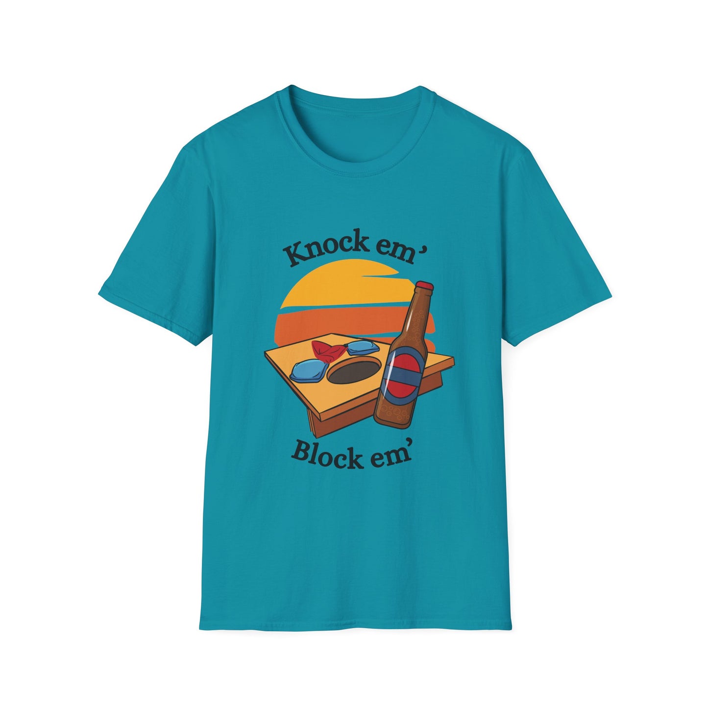 Funny knock em & block em Unisex Cornhole Shirt