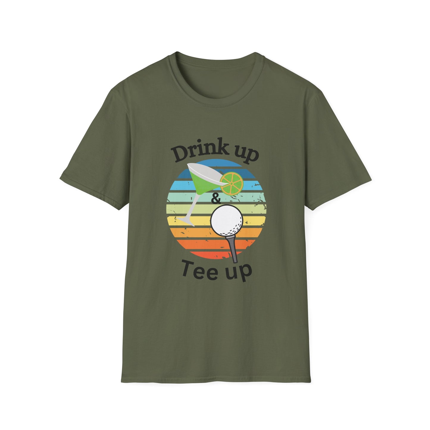 Funny drink up & tee up Unisex Golf Shirt