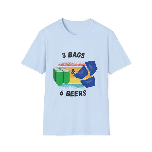 Funny unisex 3 bags 6 beers cornhole shirt