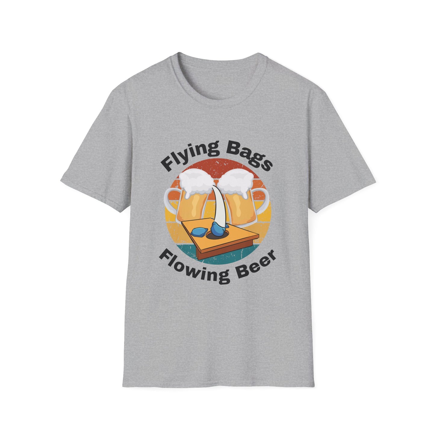 Funny flying bags flowing beer Unisex Cornhole Shirt