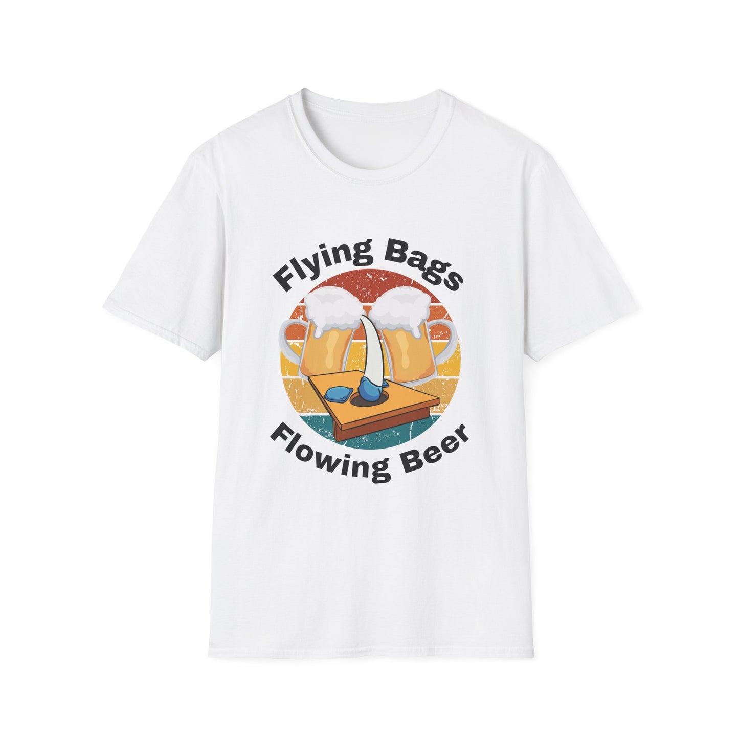 Funny flying bags flowing beer Unisex Cornhole Shirt