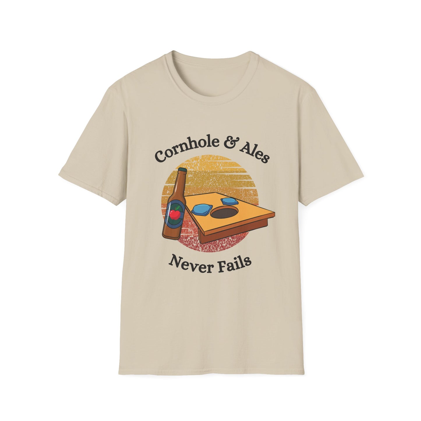 Funny cornhole and ales never fails Unisex Cornhole Shirt