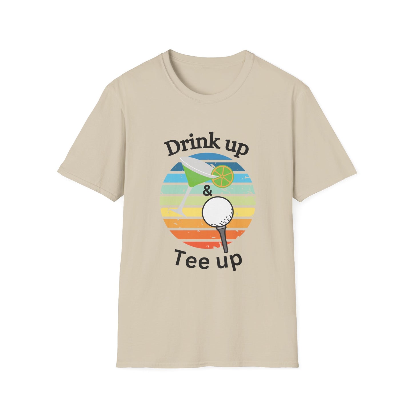 Funny drink up & tee up Unisex Golf Shirt