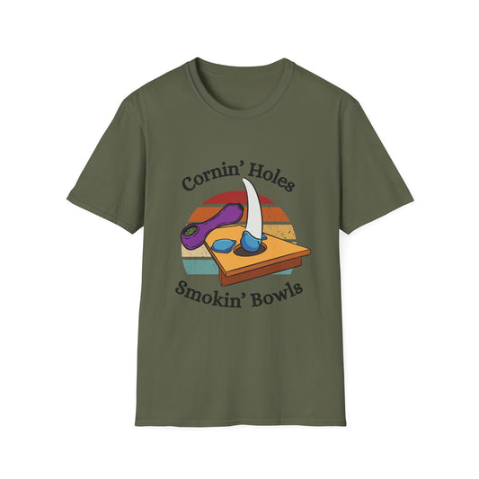 Funny cornin holes & smokin bowls Unisex Cornhole Shirt