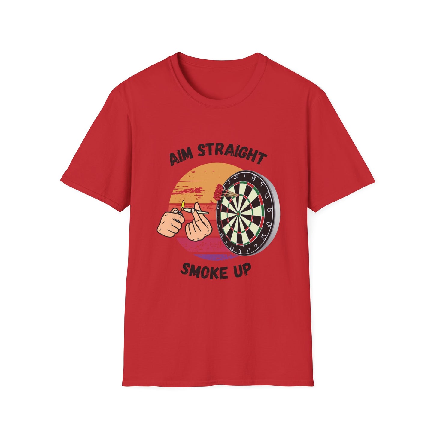 Funny aim straight smoke up Unisex Darts Shirt