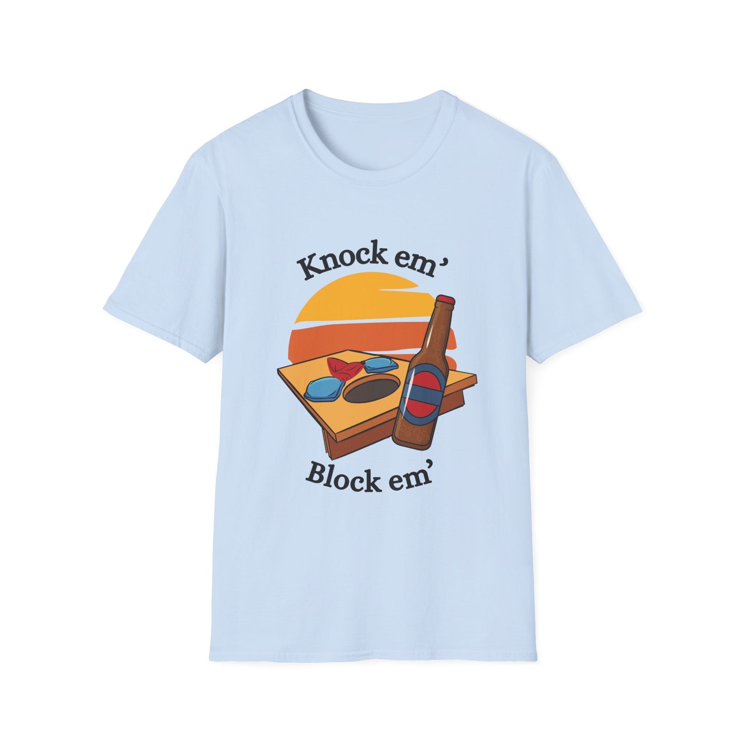 Funny knock em & block em Unisex Cornhole Shirt