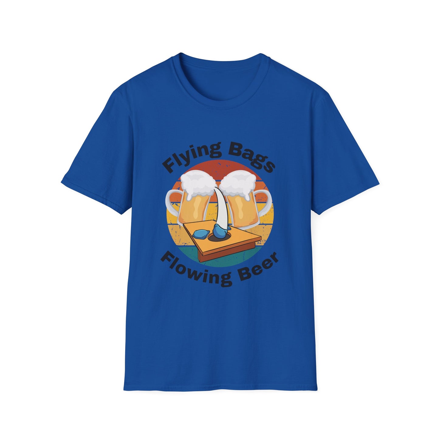 Funny flying bags flowing beer Unisex Cornhole Shirt