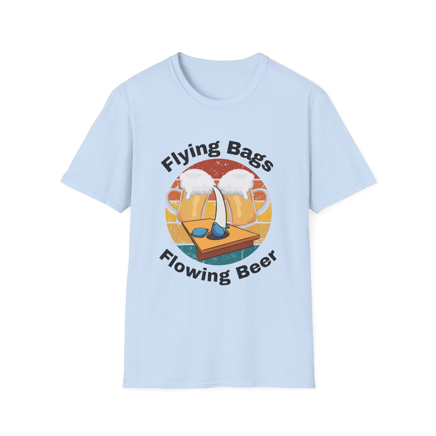 Funny flying bags flowing beer Unisex Cornhole Shirt