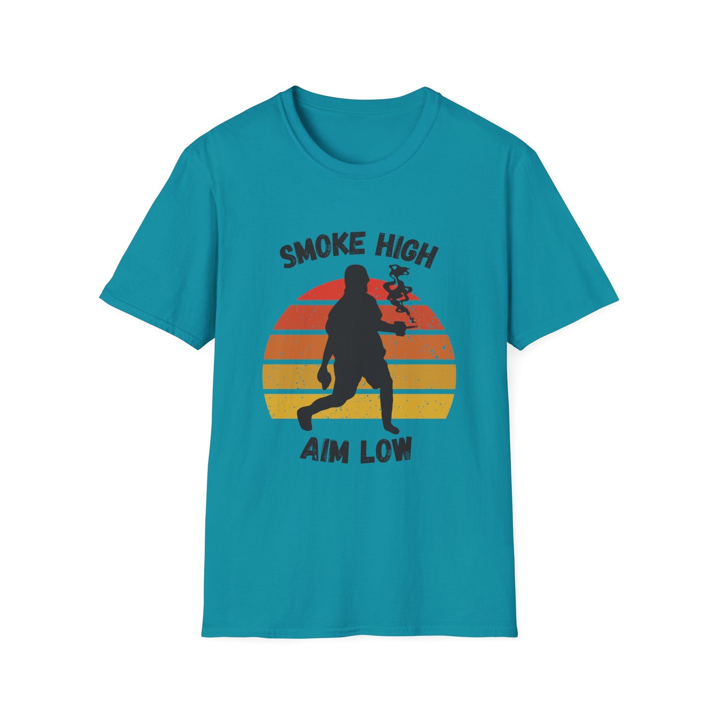 Funny smoke high aim low Unisex Cornhole Shirt