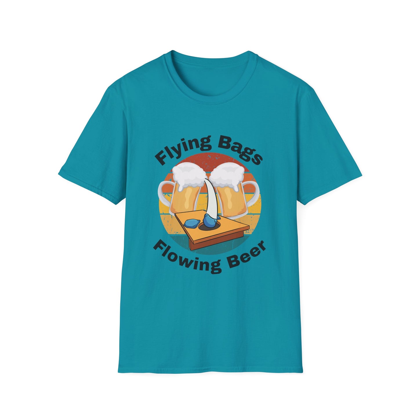 Funny flying bags flowing beer Unisex Cornhole Shirt